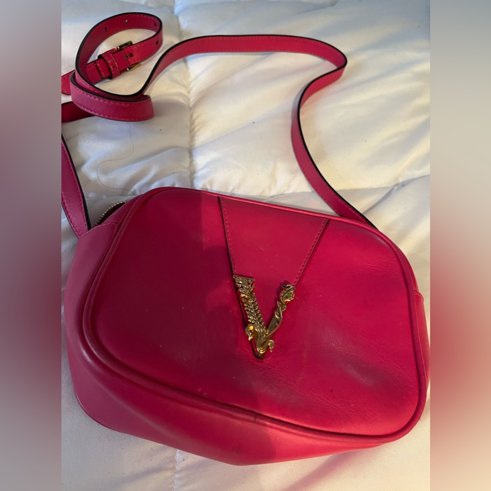 Versace pink strap purse